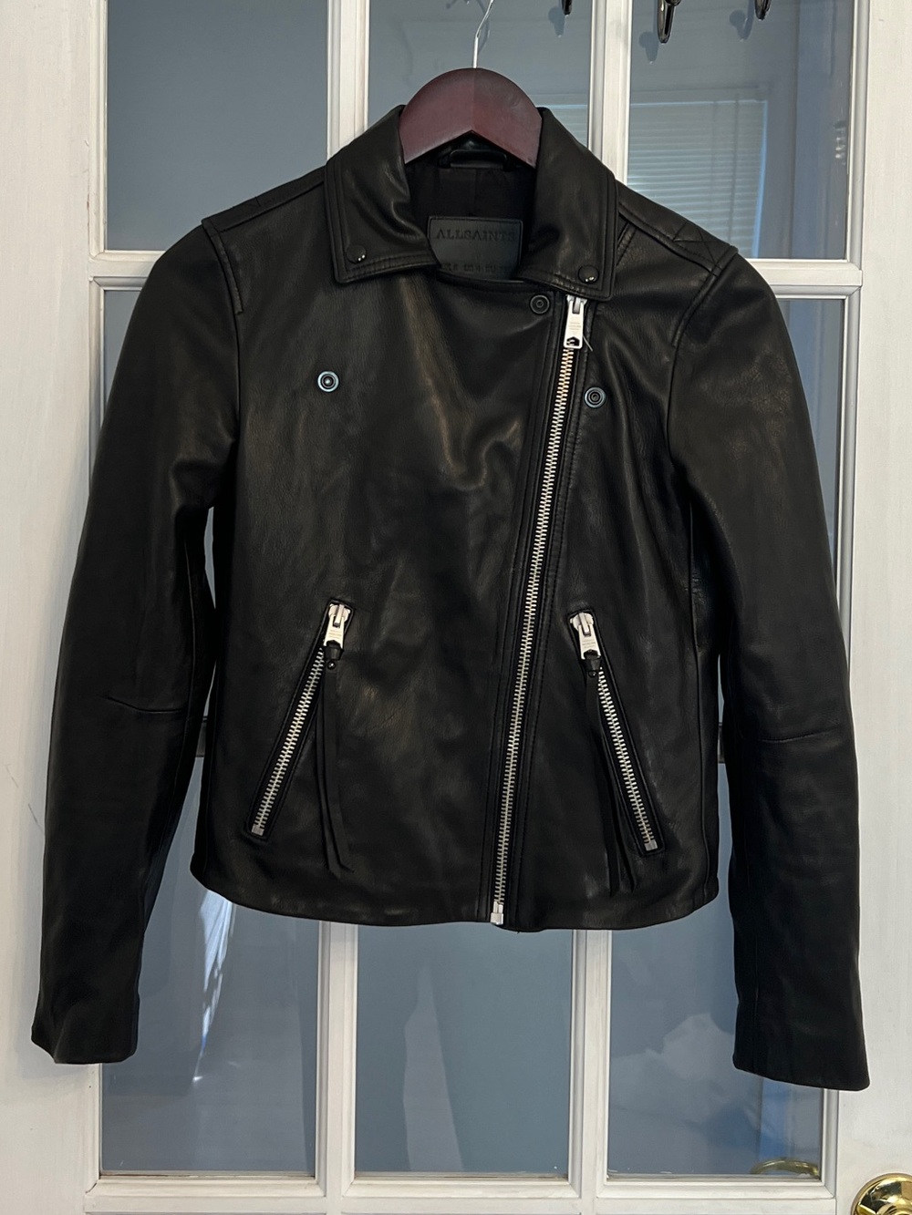 ALLSAINTS Women’s Papin Biker Black Lamb Leather Moto Jacket US 4